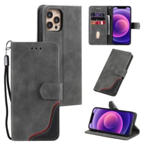 For iPhone 11 Pro Max Three-color Stitching Calf Texture Horizontal Flip Leather Case with Holder & Card Slots & Wallet (Grey) (OEM)