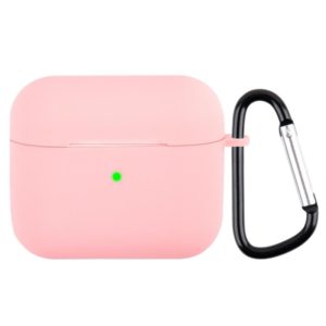 Wireless Earphone Silicone Protective Case with Carabiner For AirPods 3(Pink) (OEM)