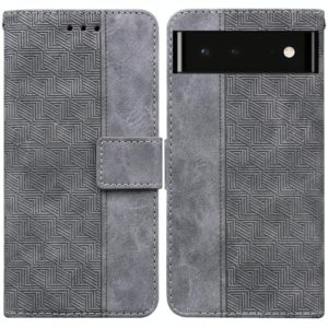 For Google Pixel 6 Geometric Embossed Leather Phone Case(Grey) (OEM)