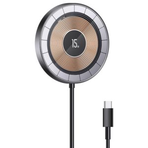 USAMS US-CD183 15W Aluminum Alloy Transparent Magnetic Wireless Charger(Black) (USAMS) (OEM)