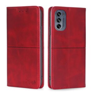 For Motorola Moto G62 5G Cow Texture Magnetic Horizontal Flip Leather Phone Case(Red) (OEM)