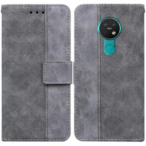 For Nokia 6.2 / 7.2 Geometric Embossed Leather Phone Case(Grey) (OEM)