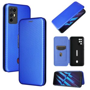 For ZTE Nubia Red Magic 6R Carbon Fiber Texture Horizontal Flip TPU + PC + PU Leather Case with Card Slot(Blue) (OEM)