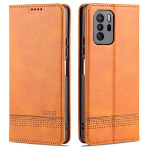 For Xiaomi Redmi Note 10 Pro 5G AZNS Magnetic Calf Texture Horizontal Flip Leather Case with Card Slots & Holder & Wallet(Light Brown) (AZNS) (OEM)