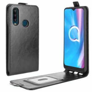 For Alcatel 1SE 2020 R64 Texture Single Vertical Flip Leather Protective Case with Card Slots & Photo Frame(Black) (OEM)