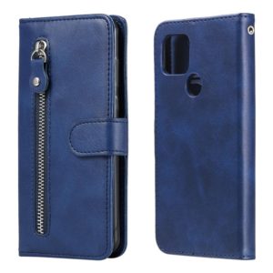 For Google Pixel 5 XL / Pixel 4a 5G Fashion Calf Texture Zipper Horizontal Flip Leather Case with Holder & Card Slots & Wallet(Blue) (OEM)