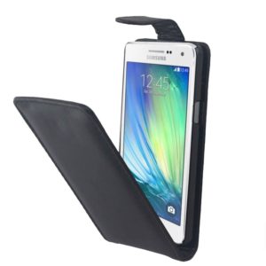 Vertical Flip Magnetic Button PU Leather Case for Galaxy A5 / A500(Black) (OEM)