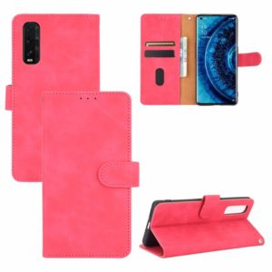 For OPPO Find X2 Solid Color Skin Feel Magnetic Buckle Horizontal Flip Calf Texture PU Leather Case with Holder & Card Slots & Wallet(Rose Red) (OEM)