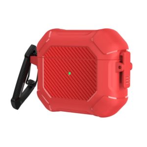 Carbon Brazing Dimension TPU+PC Headphone Protective Cover with Switch Lock & Carabiner For AirPods 3(Red) (OEM)