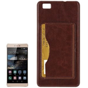 Leather Paste Skin Plastic Case with Card Slot & Holder for Huawei P8 Lite(Brown) (OEM)