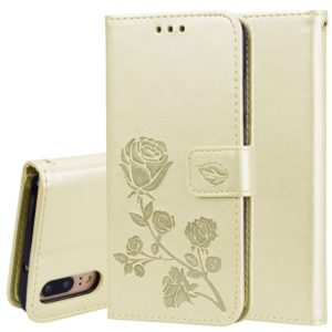 Rose Embossed Horizontal Flip PU Leather Case for Huawei P20, with Holder & Card Slots & Wallet (Gold) (OEM)