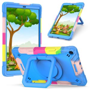 For Samsung Galaxy Tab A10.1 (2019) T510 Contrast Color Shockproof Robot Silicone + PC Case with Wristband Holder(Camouflage + Blue) (OEM)
