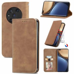 For Honor Magic3 Retro Skin Feel Magnetic Horizontal Flip Leather Phone Case(Brown) (OEM)