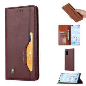 For Huawei P40 Pro Knead Skin Texture Horizontal Flip Leather Case with Photo Frame & Holder & Card Slots & Wallet(Wine Red) (OEM)