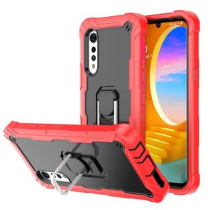 For LG Velvet PC + Rubber 3-layers Shockproof Protective Case with Rotating Holder(Red + Black) (OEM)