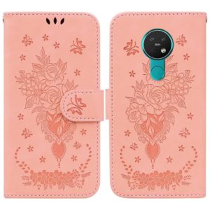 For Nokia 6.2 / 7.2 Butterfly Rose Embossed Leather Phone Case(Pink) (OEM)
