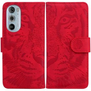 For Motorola Edge 30 Pro Tiger Embossing Pattern Horizontal Flip Leather Phone Case(Red) (OEM)