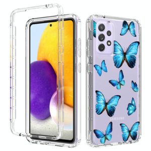 For Samsung Galaxy A72 5G / 4G 2 in 1 High Transparent Painted Shockproof PC + TPU Protective Case(Blue Butterfly) (OEM)
