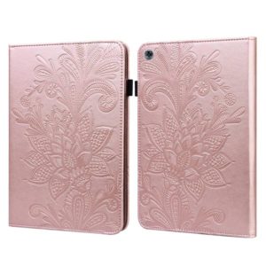 For Huawei MediaPad M5 Lite Lace Flower Embossing Pattern Horizontal Flip Leather Case with Holder & Card Slots & Wallet & Photo Frame(Rose Gold) (OEM)