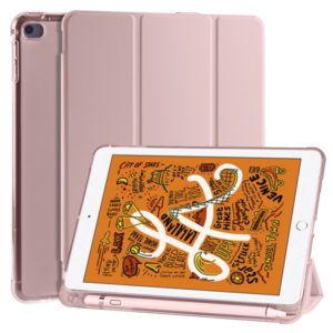 For iPad Mini 5 / Mini 4 3-folding Horizontal Flip PU Leather + Shockproof TPU Case with Holder & Pen Slot(Pink) (OEM)