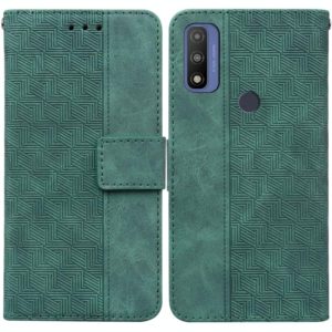 For Motorola Moto G Pure Geometric Embossed Leather Phone Case(Green) (OEM)