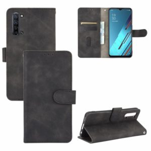 For OPPO Reno3 5G / Find X2 Lite Solid Color Skin Feel Magnetic Buckle Horizontal Flip Calf Texture PU Leather Case with Holder & Card Slots & Wallet(Black) (OEM)
