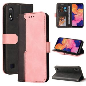 For Samsung Galaxy A10 / M10 Business Stitching-Color Horizontal Flip PU Leather Case with Holder & Card Slots & Photo Frame(Pink) (OEM)