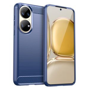 For Huawei P50E Brushed Texture Carbon Fiber TPU Case(Blue) (OEM)