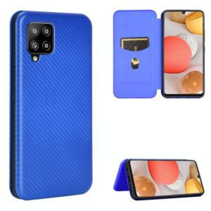 For Samsung Galaxy A42 5G Carbon Fiber Texture Horizontal Flip TPU + PC + PU Leather Case with Card Slot(Blue) (OEM)