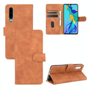 For Huawei P30 Solid Color Skin Feel Magnetic Buckle Horizontal Flip Calf Texture PU Leather Case with Holder & Card Slots & Wallet(Brown) (OEM)