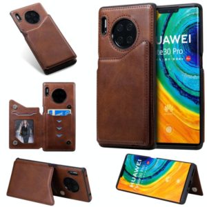 For Huawei Mate30 Pro Solid Color Calf Texture Shockproof Protective Case with Card Slots & Photo Frame(Coffee) (OEM)