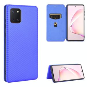 For Samsung Galaxy A81 / M60s / Note 10 Lite Carbon Fiber Texture Horizontal Flip TPU + PC + PU Leather Case with Rope & Card Slot(Blue) (OEM)