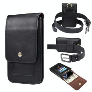 Lambskin Texture Men Phone Universal Double Lattice Waist Bag Leather Case, Size:S(Black) (OEM)