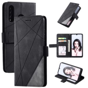 For Huawei P30 Lite Skin Feel Splicing Horizontal Flip Leather Case with Holder & Card Slots & Wallet & Photo Frame(Black) (OEM)