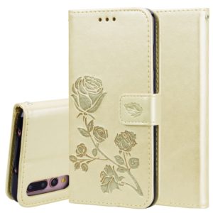 Rose Embossed Horizontal Flip PU Leather Case for Huawei P20 Pro, with Holder & Card Slots & Wallet (Gold) (OEM)