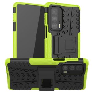 For Motorola Edge 20 Pro Tire Texture Shockproof TPU+PC Protective Case with Holder(Green) (OEM)