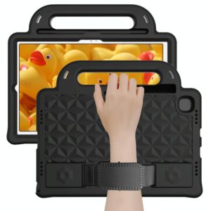 For Galaxy Tab A8 10.5(2021) X200/X205 Diamond EVA Shockproof Case with Holder & Strap(Black) (OEM)