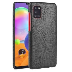 For Galaxy A31 Shockproof Crocodile Texture PC + PU Case(Black) (OEM)