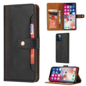 For iPhone 12 Pro Max Calf Texture Double Fold Clasp Horizontal Flip Leather Case with Photo Frame & Holder & Card Slots & Wallet(Black) (OEM)