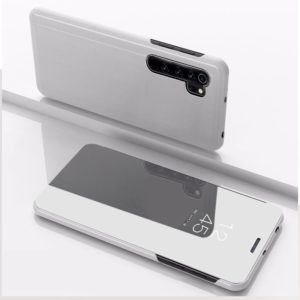 For Xiaomi Note 10 Pro Plated Mirror Horizontal Flip Leather Cover with Stand Mobile Phone Holster(Silver) (OEM)