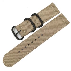 Washable Nylon Canvas Watchband, Band Width:20mm(Khaki with Black Ring Buckle) (OEM)
