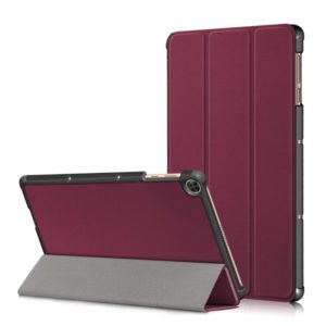 For Huawei Enjoy Tablet 2 10.1 inch / Honor Pad 6 10.1 inch Solid Color Horizontal Flip Leather Case with Three-folding Holder & Sleep / Wake-up Function(Wine Red) (OEM)