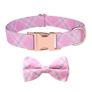 Rose Gold Buckle Pet Detachable Bow Collar, Size: S 1.5x28-40cm(Sweet Pink Girl) (OEM)
