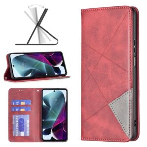 For Motorola Moto G200 5G / Edge S30 5G Prismatic Invisible Magnetic Leather Phone Case(Red) (OEM)