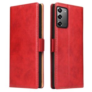 For Samsung Galaxy Note20 Fierre Shann PU Genuine Leather Texture Horizontal Flip Leather Case with Holder & Card Slots & Wallet(Red) (FIERRE SHANN) (OEM)