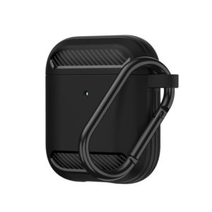 Wireless Earphones Shockproof Carbon Fiber Armor TPU Protective Case For AirPods 1/2(Black) (OEM)