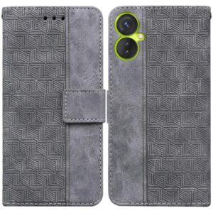 For Tecno Spark 9 Pro Geometric Embossed Leather Phone Case(Grey) (OEM)