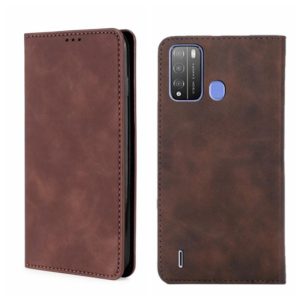 For Itel Vision 1 Pro Skin Feel Magnetic Horizontal Flip Leather Phone Case(Dark Brown) (OEM)