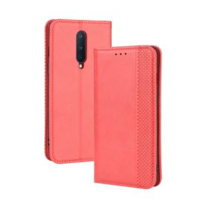 For OnePlus 8 Magnetic Buckle Retro Crazy Horse Texture Horizontal Flip Leather Case , with Holder & Card Slots & Photo Frame(Red) (OEM)