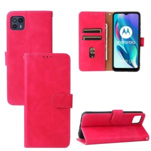 For Motorola Moto G50 5G Solid Color Skin Feel Magnetic Buckle Horizontal Flip Calf Texture PU Leather Case with Holder & Card Slots & Wallet(Rose Red) (OEM)